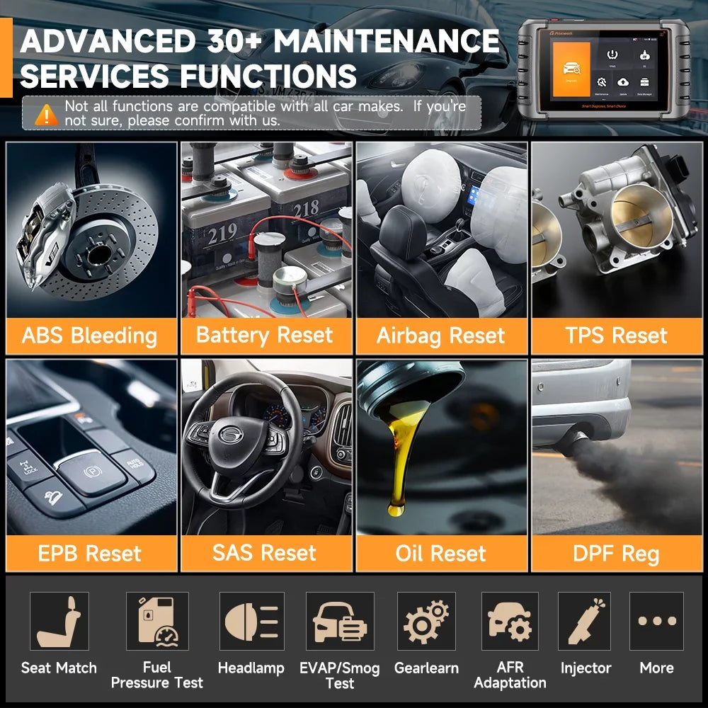 Foxwell NT809TS TPMS Relearn Programming Reset Tool Bi-directional Control Scan Tool OBD2 Automotive Scanner Scan Full Systems Oil Reset ABS Bleeding Injector Coding 30+ Reset Services Car Code Reader - Exclusive Design