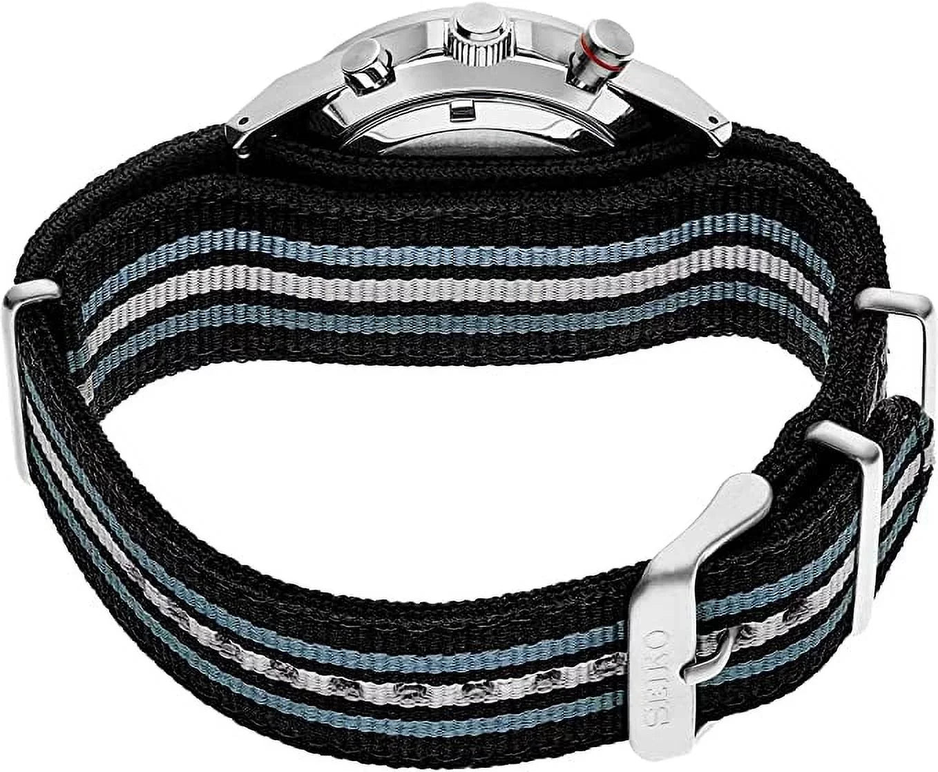 Seiko Men's Stainless Steel Japanese Quartz Dress Watch with Nylon Strap, Black, 22 (Model: SSB409) - Exclusive Design