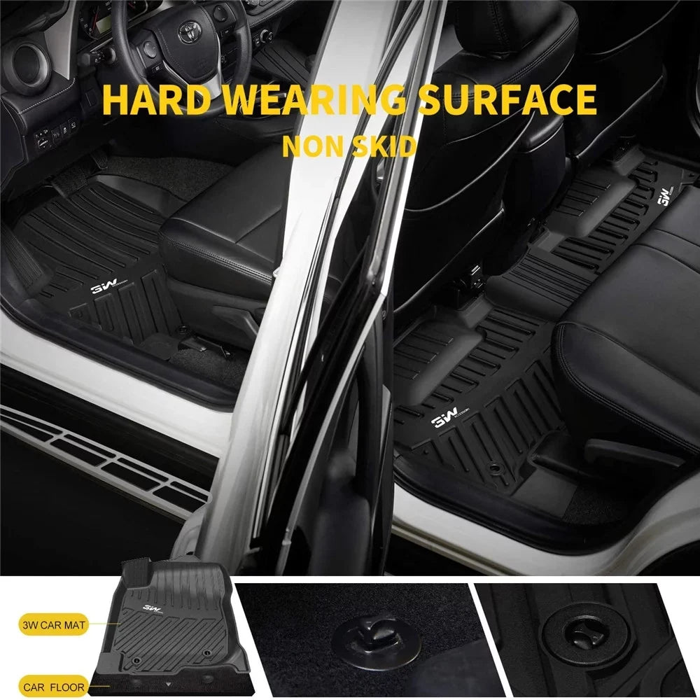 3W Floor Mats&Cargo Liner for Jeep Wrangler JL 2018-2021 with subwoofer - All Weather Floor Liners White Logo &Trunk mats for Jeep Wrangler JL Unlimited 4-Door,Black - Exclusive Design
