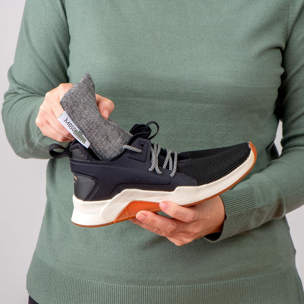 Moso Natural Mini Air Purifying Bags. A Scent Free Odor Eliminator for Shoes, Gym Bags and Sports Gear. Premium Moso Bamboo Charcoal Odor Absorber. (Two Packs of Two 75g Bags) 2 Year Lifespan! - Exclusive Design