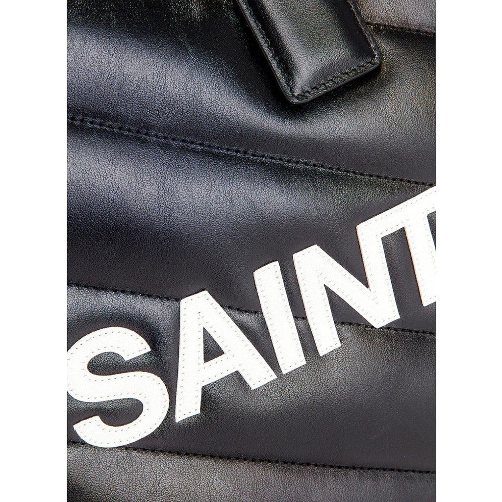 New Saint Laurent Miles Logo Black Calf Leather Duffel Bowling Bag 525145
