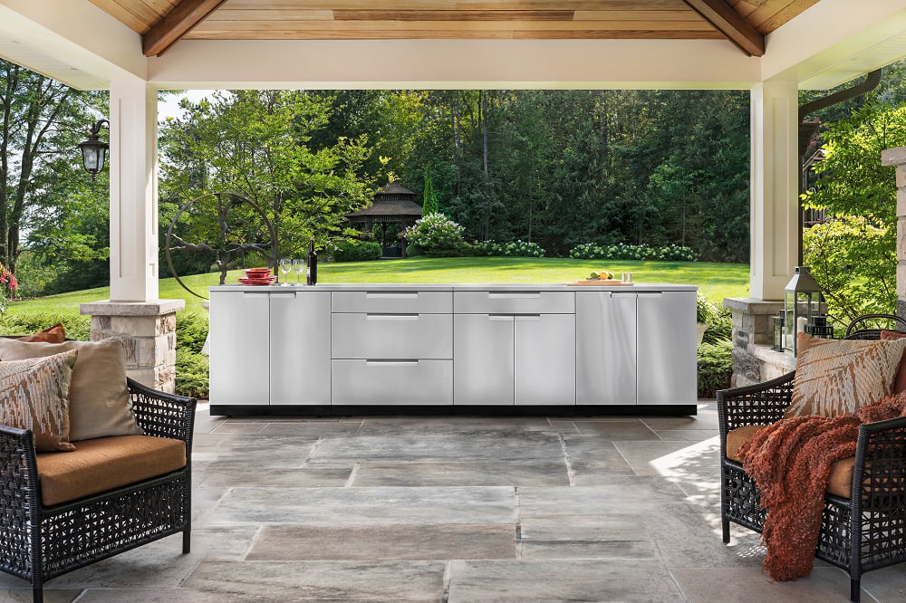 Outdoor Kitchen 5 Piece Cabinet Set in Stainless Steel with Countertops