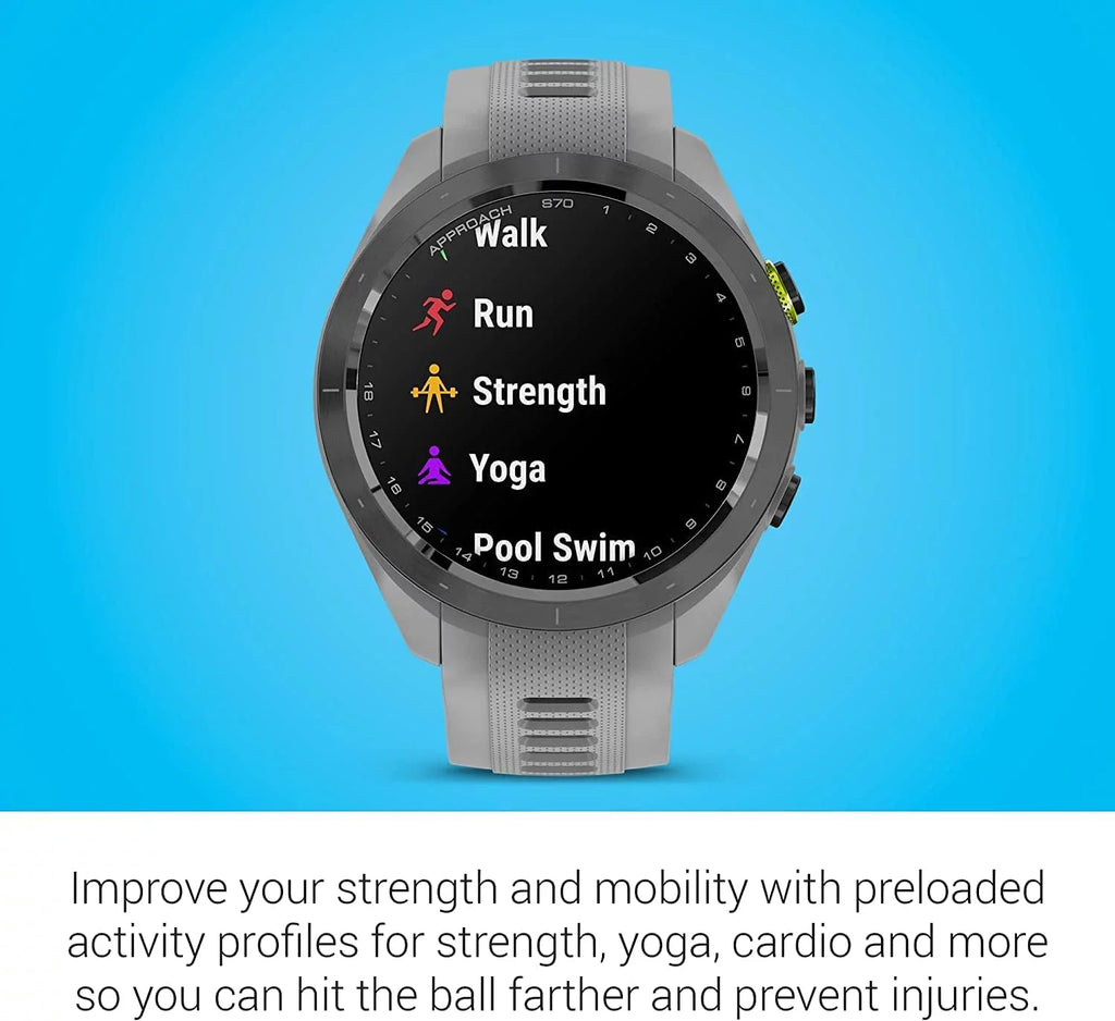 Stylish Garmin Approach S70, Black (47mm) with Accessories