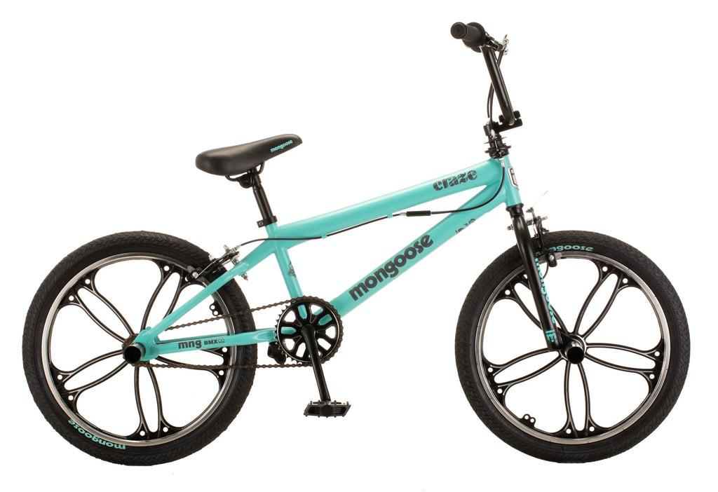 Mongoose Craze Boys and Girls 20 inch Kids BMX Bike, Ages 6+, Black and Mint - Exclusive Design