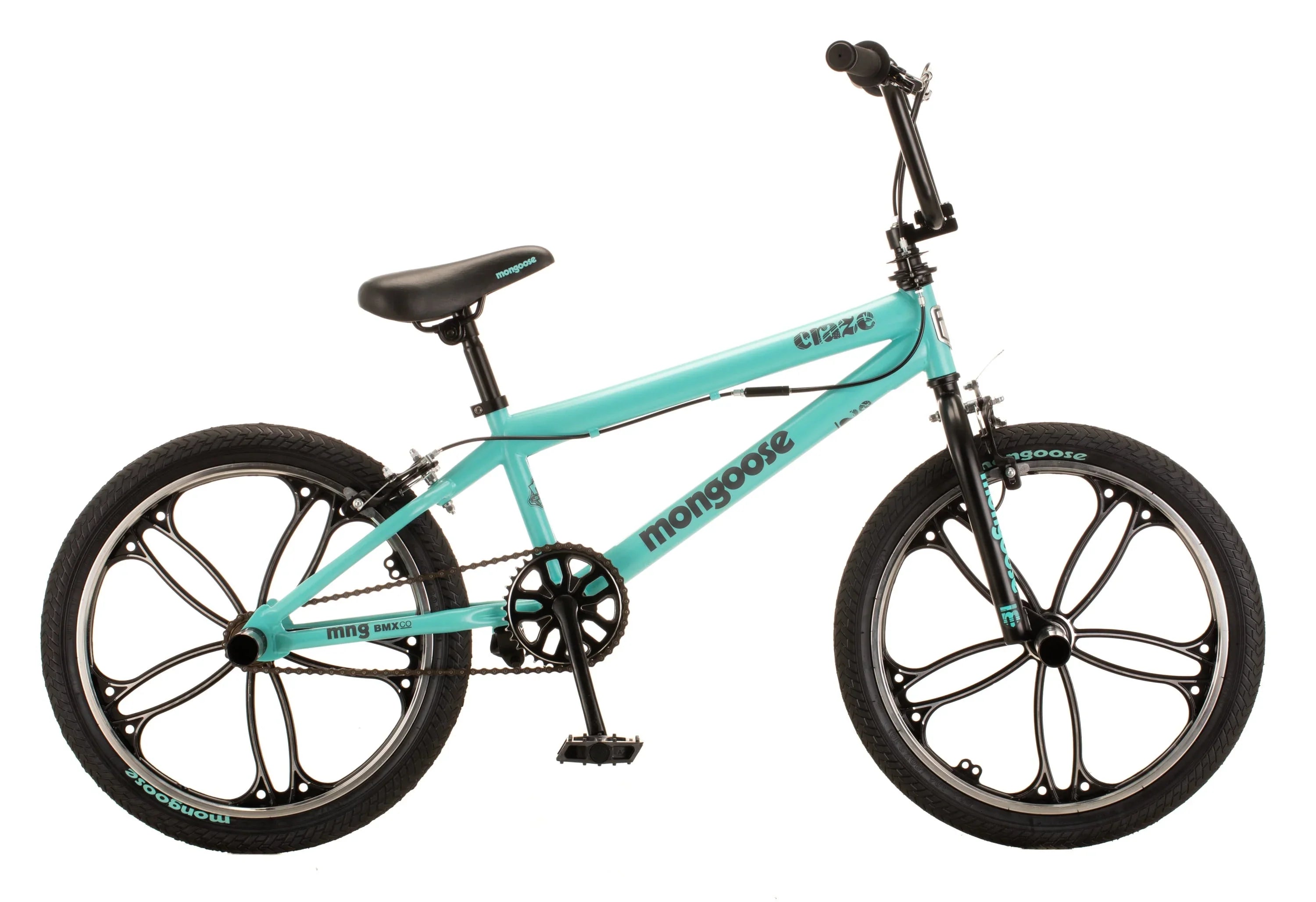 Mongoose Craze Boys and Girls 20 inch Kids BMX Bike, Ages 6+, Black and Mint - Exclusive Design
