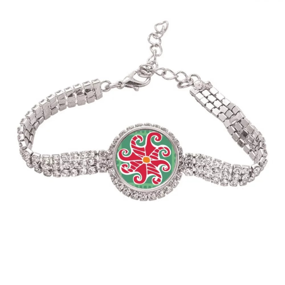 Red Sun Mexico Totems Ancient Civilization Drawing Tennis Chain Anklet Bracelet Diamond Jewelry - Exclusive Design