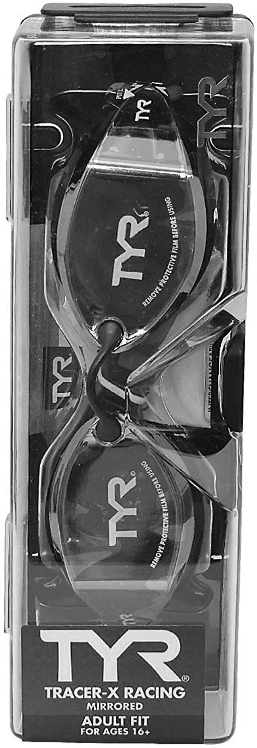 TYR Tracer X Racing Mirrored Goggle BLK Frame/Silver Gasket/Silver Metallic Mirror Lens