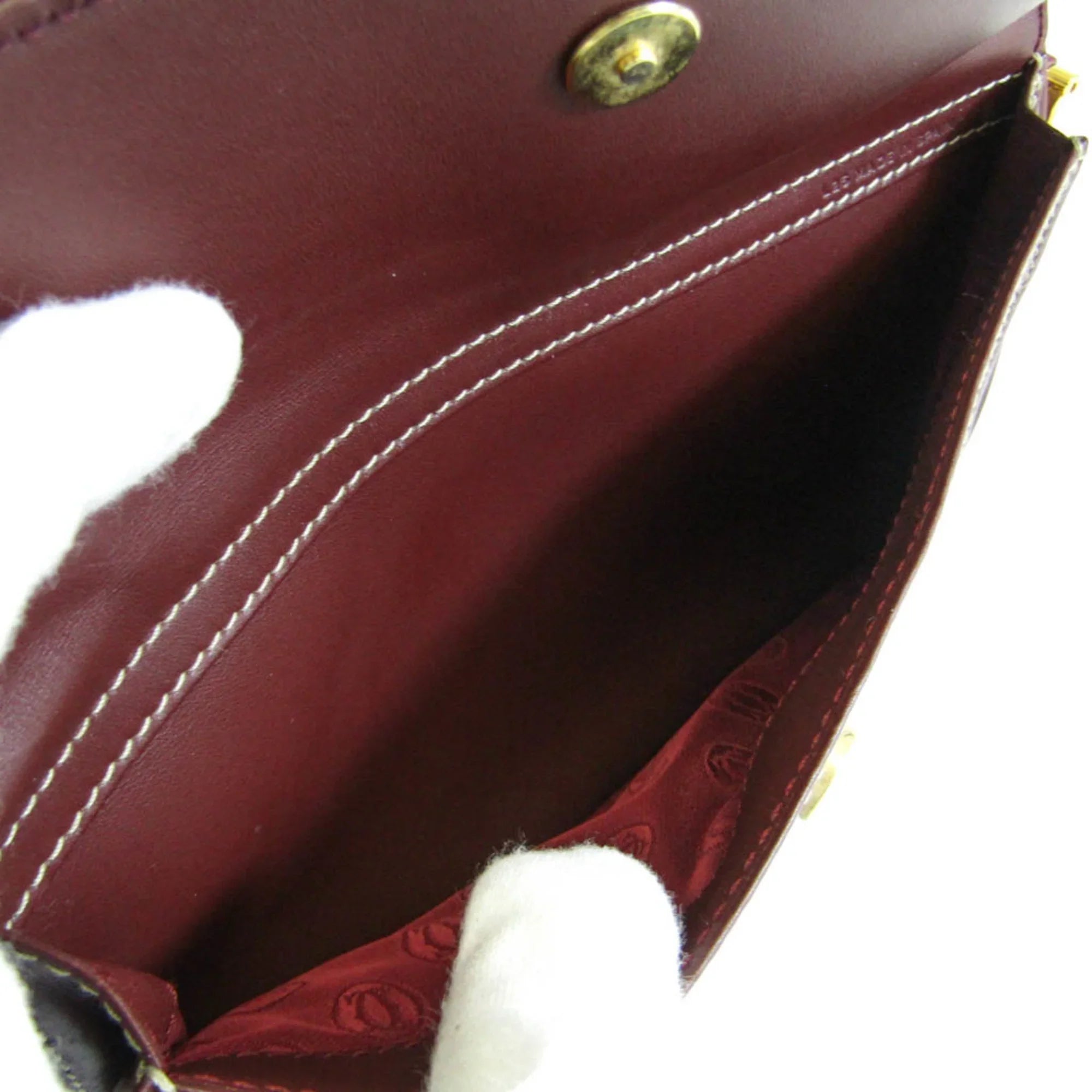 Stylish Pre-Owned Cartier Must Women's Leather Shoulder Bag Bordeaux (Good)