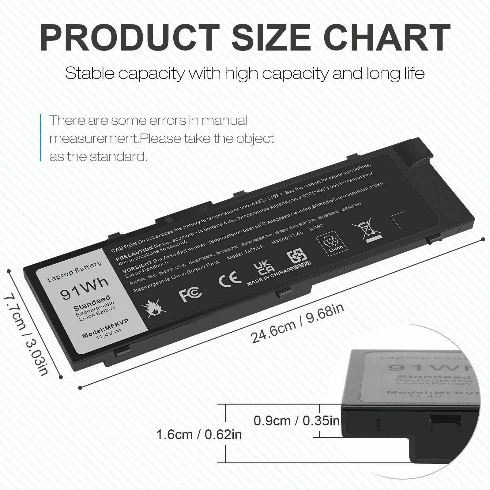 Battery MFKVP For Precision 15 7510 7520 7710 7720 M7510 M7710 TWCPG 0FNY7