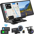 CAIHONG Portable Wireless Carplay Car Stereo with 2.5K Dash Cam - 9" HD IPS Screen, Android Auto, 1080p Backup Camera, Loop Recording, Bluetooth, GPS Navigation Head Unit, Car Radio Receiver