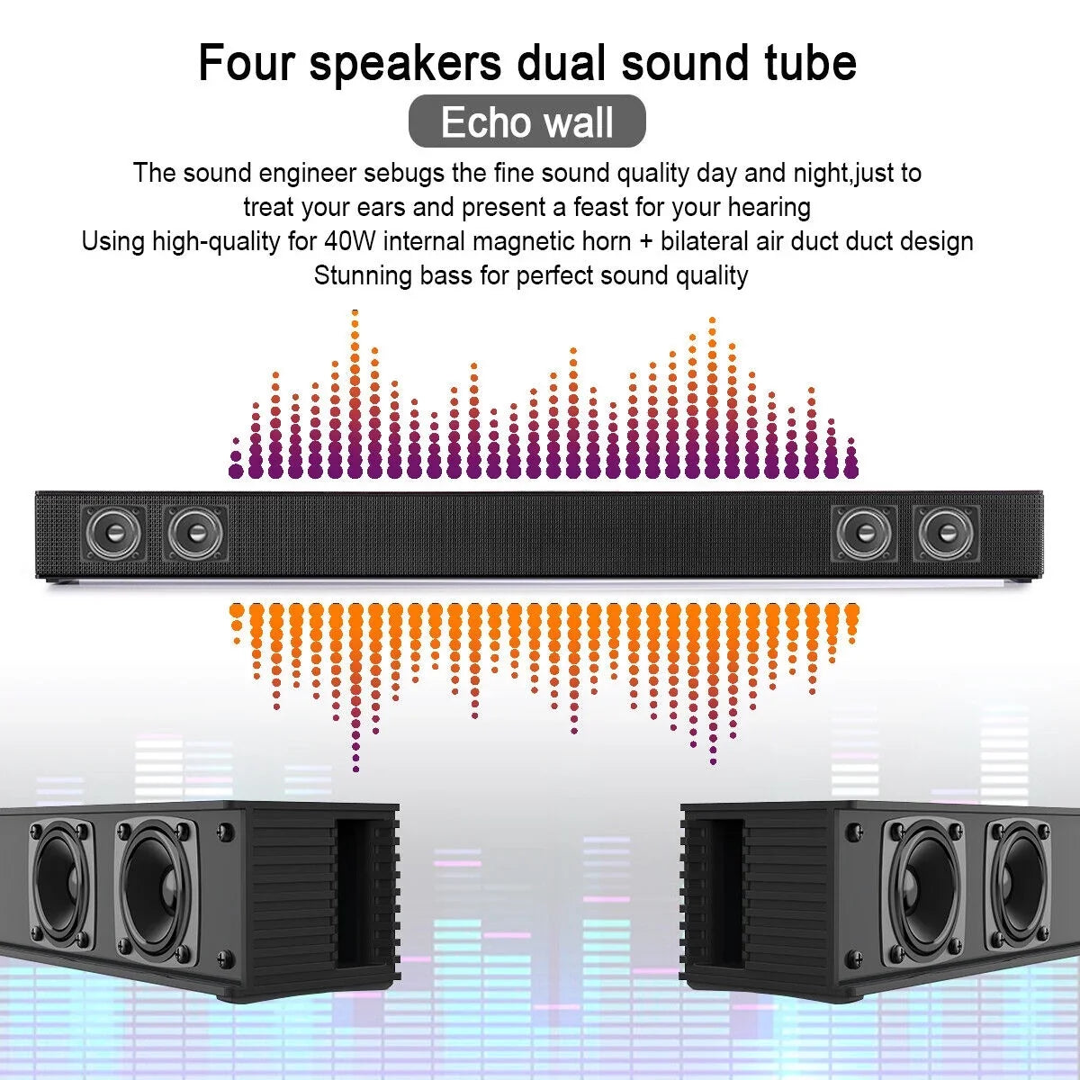 CJC Sound Bars for TV PC Gaming Monitor Sound Bar with Bluetooth 5.0/HDMI ARC/AUX/USB Bass Adjustable Wall Mountable - Exclusive Design