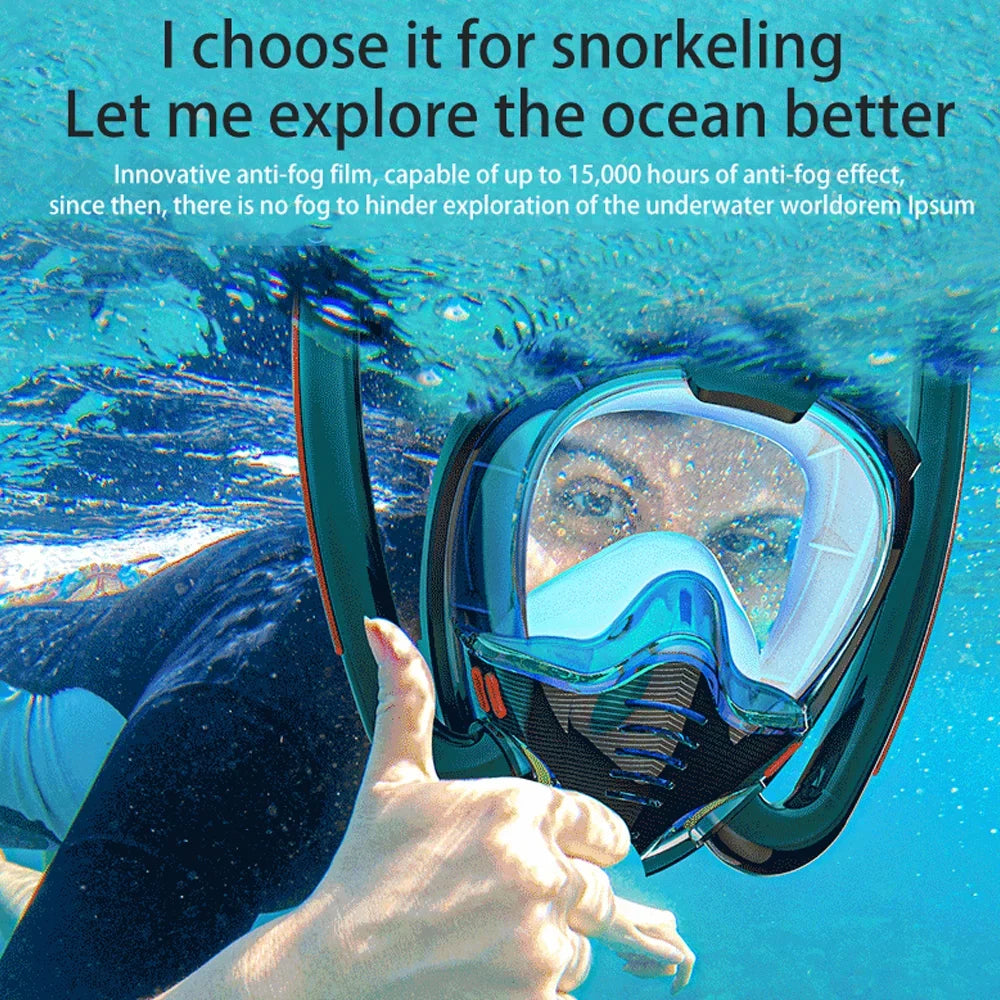 Andoer Snorkeling , Double Tube Silicone Full Drying Diving Goggles for Adults, Self Contained Underwater Breathing Apparatus, Perfect for Swimming and Diving - Exclusive Design