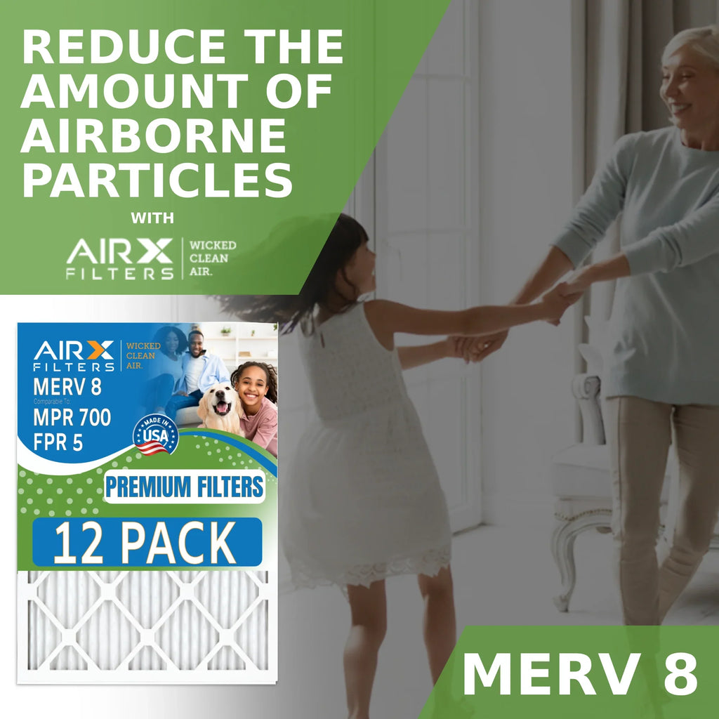20x36x1 Air Filter MERV 8 Rating, 12 Pack of Furnace Filters Comparable to MPR 700 & FPR 5 - Made in USA by AIRX FILTERS WICKED CLEAN AIR.