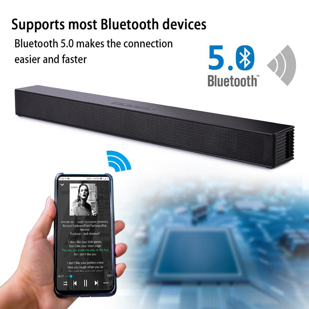 CJC Sound Bars for TV PC Gaming Monitor Sound Bar with Bluetooth 5.0/HDMI ARC/AUX/USB Bass Adjustable Wall Mountable - Exclusive Design