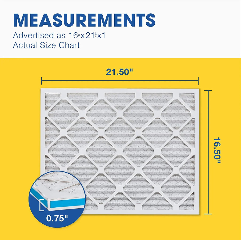 Aerostar 16 1/2x21 1/2x1 MERV 13 Pleated Air Filter, AC Furnace Air Filter, 6-Pack (Actual Size: 16 1/2" x 21 1/2" x 3/4") - Exclusive Design