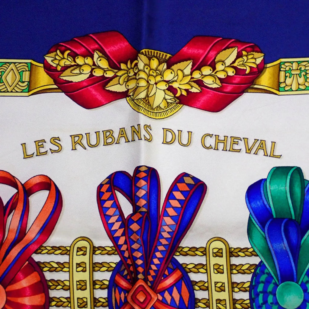 Pre-Owned HERMES Silk LESRUBANSDUCHEVAL Horse Ribbon Scarf Muffler (Good)