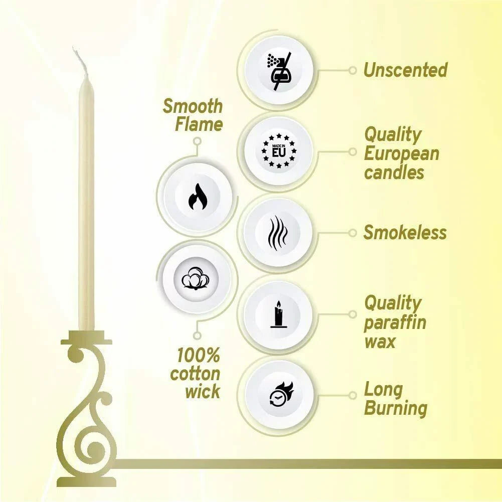 Stylish Bolsius 30 Ivory Unscented Taper - Dinner Candles Wedding for Spa, Christmas, Party, Household Decoration - 7.5 Hours Long Burning Smokeless Table Candle - Bulk Pack