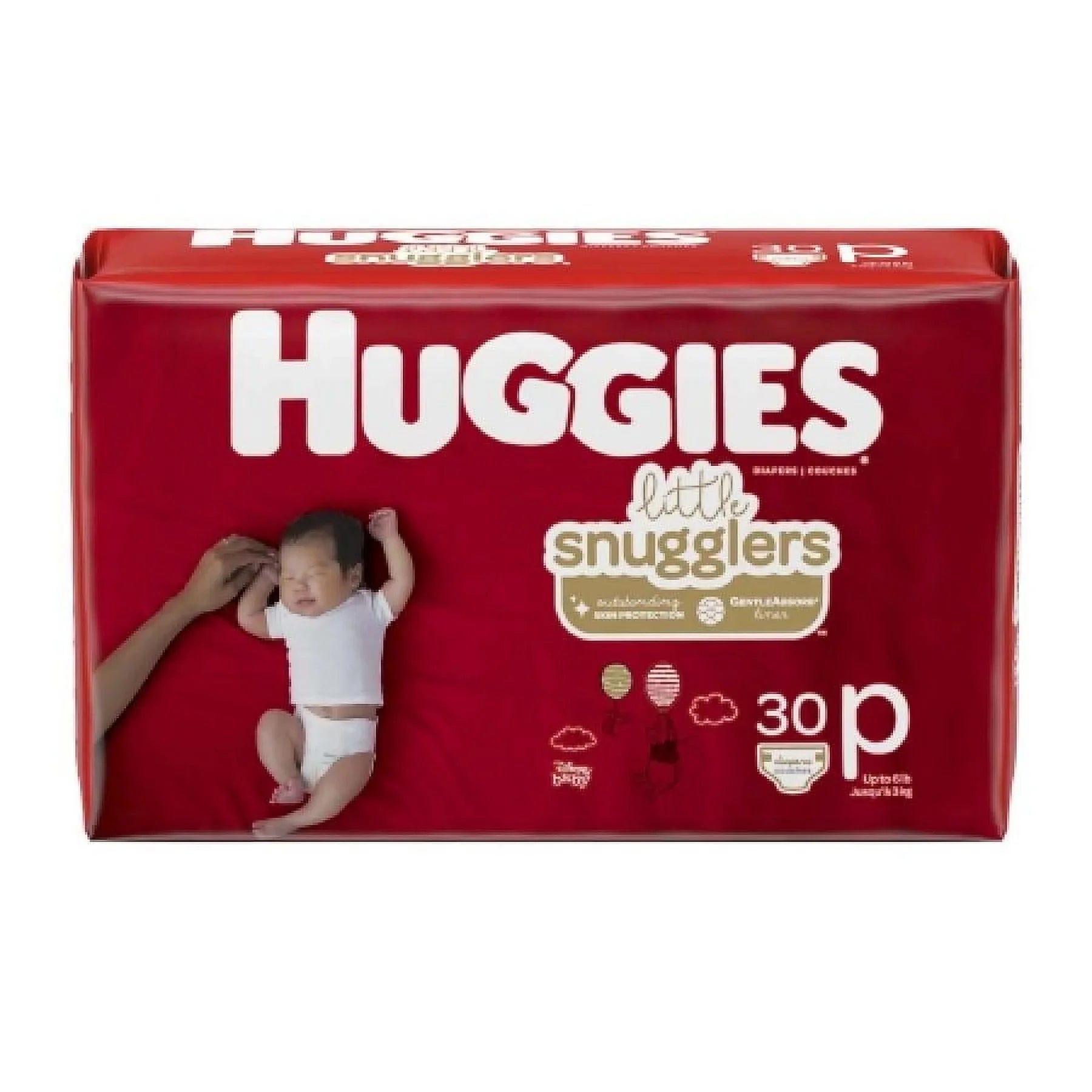 Stylish Huggies Little Snugglers Diapers, Preemie (Up to 6 Pounds), 30 Count