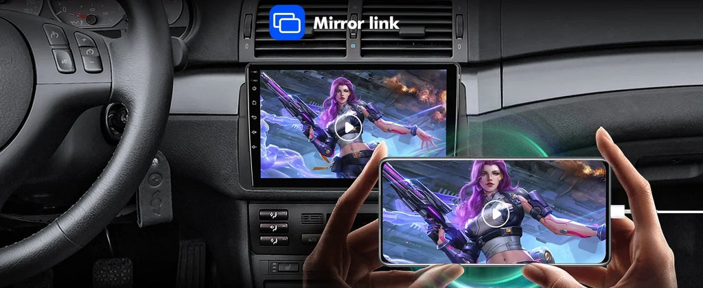 Stylish 6+128G 9-inch Android 12 Double Din Car Stereo for BMW E46/M3/318/320/325/Rover 75/MG ZT Touchscreen Screen QLED Car Radio with Carplay Android Auto SWC Support Backup Camera