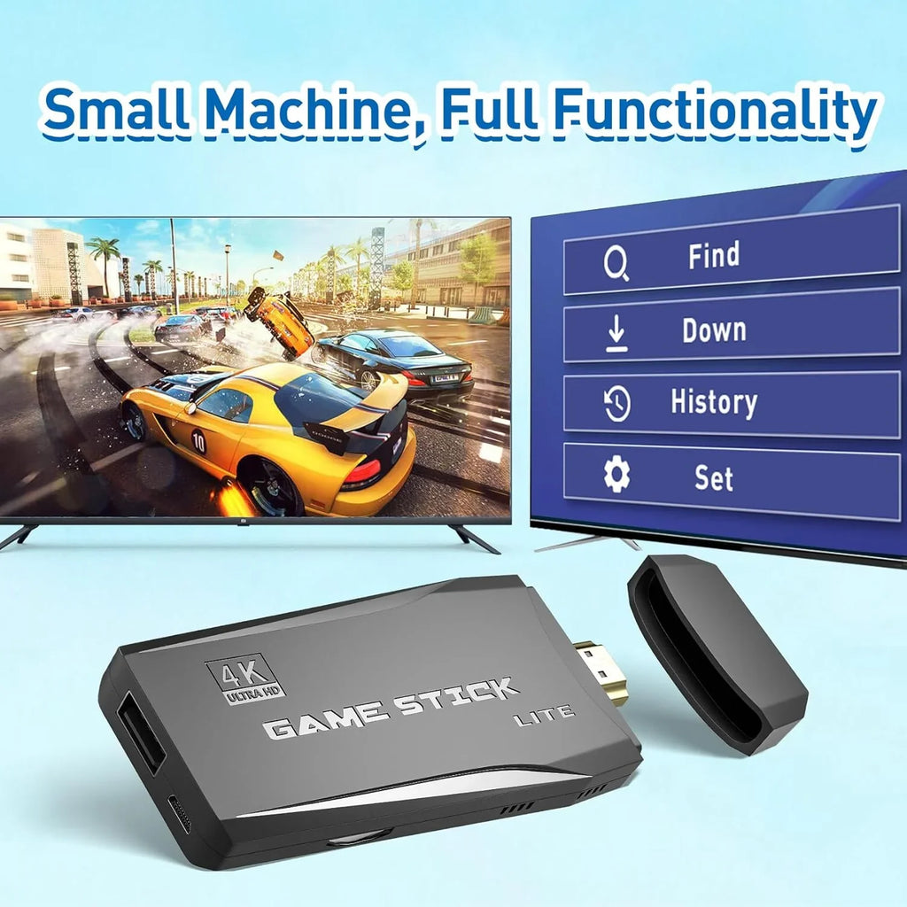 Retro Game Stick Emulator Console - Preloaded 12000+ Classic Retro Games,9 Emulators,Plug and Play Video Games for TV,Nostalgia Stick Support 4K HD Port,2 Wireless Gamepads(64G)