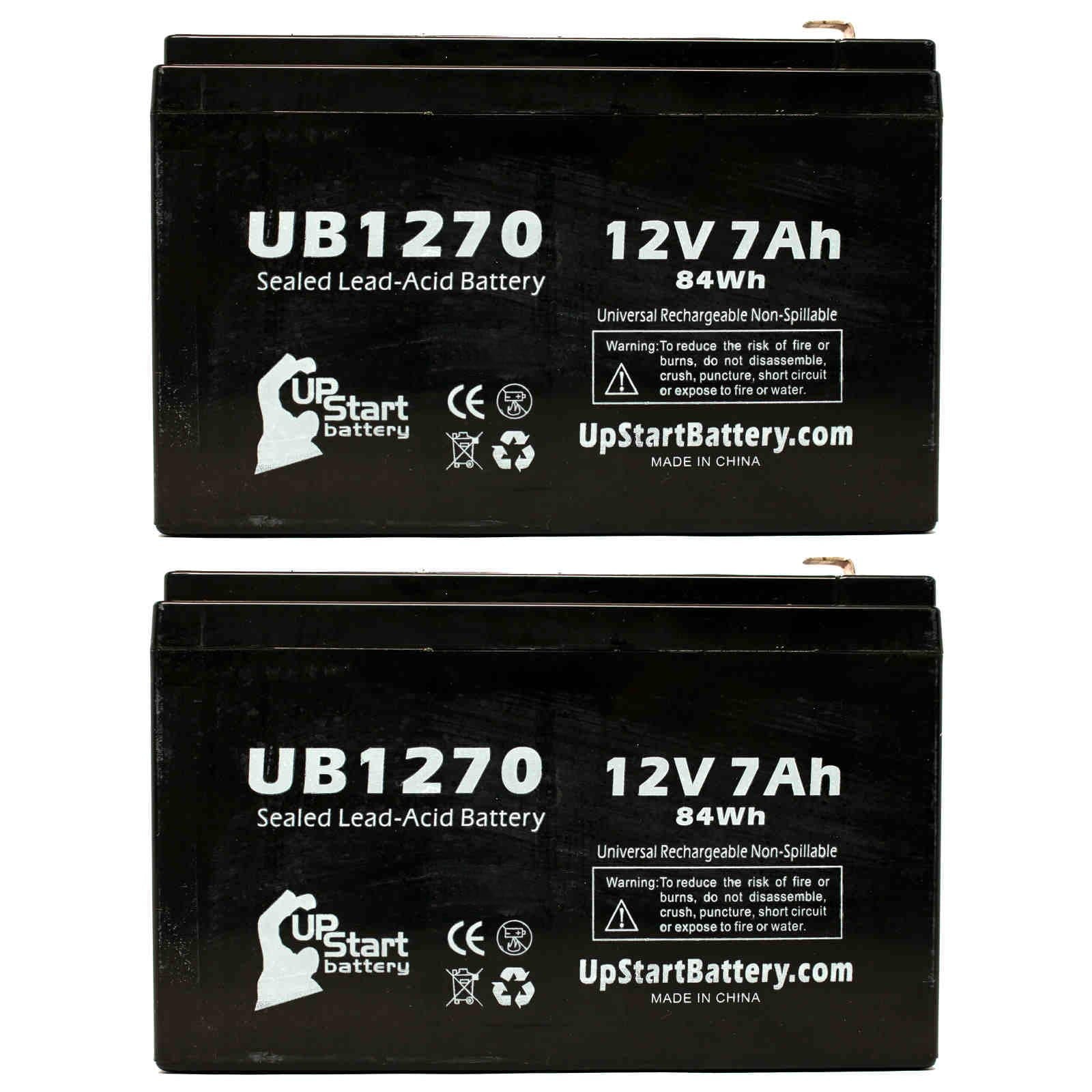 2x Pack - Compatible APC SMART-UPS 2000 SURT2000XLI Battery - Replacement UB1270 Universal Sealed Lead Acid Battery (12V, 7Ah, 7000mAh, F1 Terminal, AGM, SLA) - Includes 4 F1 to F2 Terminal Adapters
