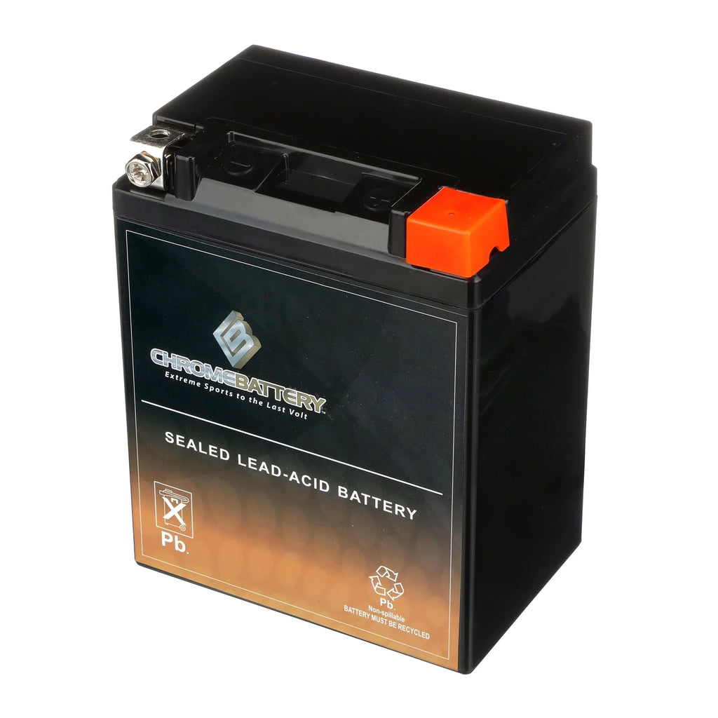 Chrome Battery YTX14AHL-BS (14AHL-BS 12 Volt,12 Ah, 210 CCA) Motorcycle Battery for Suzuki Gsx-r750 750cc 86-'92 - Exclusive Design
