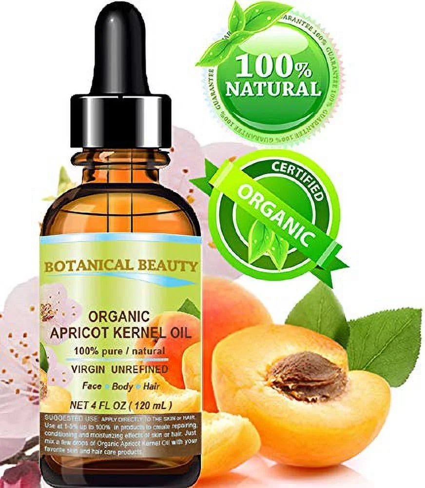 Organic Apricot Kernel Oil Australian 100 % Pure Natural Virgin Unrefined Cold Pressed Carrier Oil 4 Fl. Oz.- 120 Ml For Face, Body, Hair, Lip And Nail Care. Dry Skin, Cracked Hands, Rosacea, Ecz. - Exclusive Design