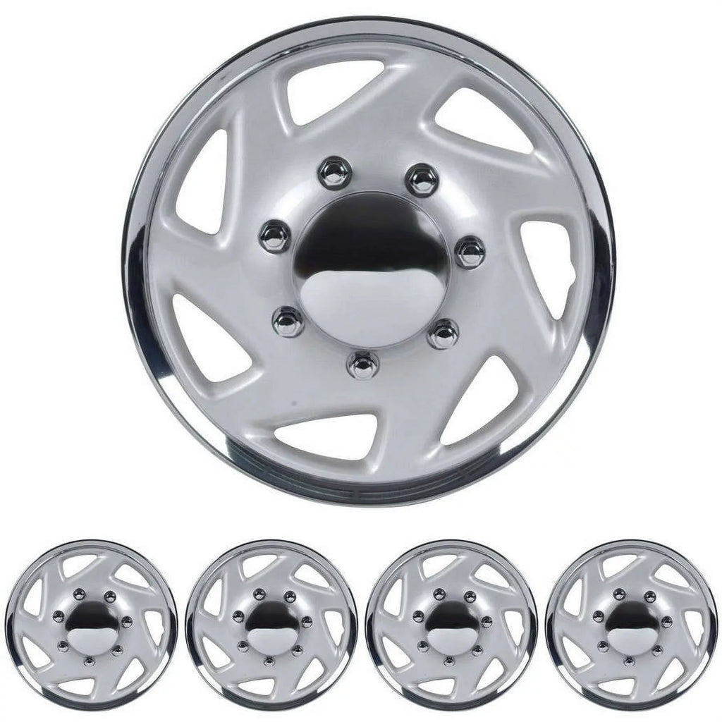 Stylish BDK Ford E-Series Style Hubcaps Wheel Cover, 16" Chrome Replica Cover, 4 Pieces
