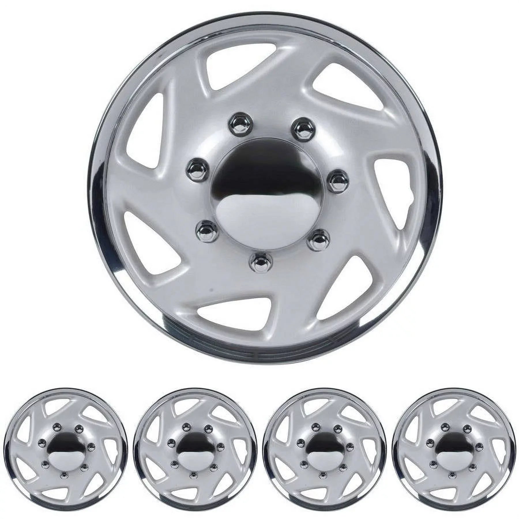 Stylish BDK Ford E-Series Style Hubcaps Wheel Cover, 16" Chrome Replica Cover, 4 Pieces