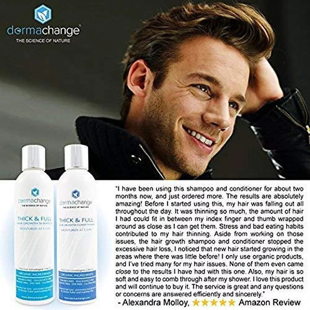 DermaChange Shampoo and Conditioner Set for Hair Growth with Vitamins -8 Oz