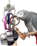Stylish GILYGI Durable Bird Parrots Pots and Bagel Toys, Pullable Stainless Steel Cup and Cardboard Ring Toys for Amazons Mini Macaws African Greys Cockatoos Eclectus