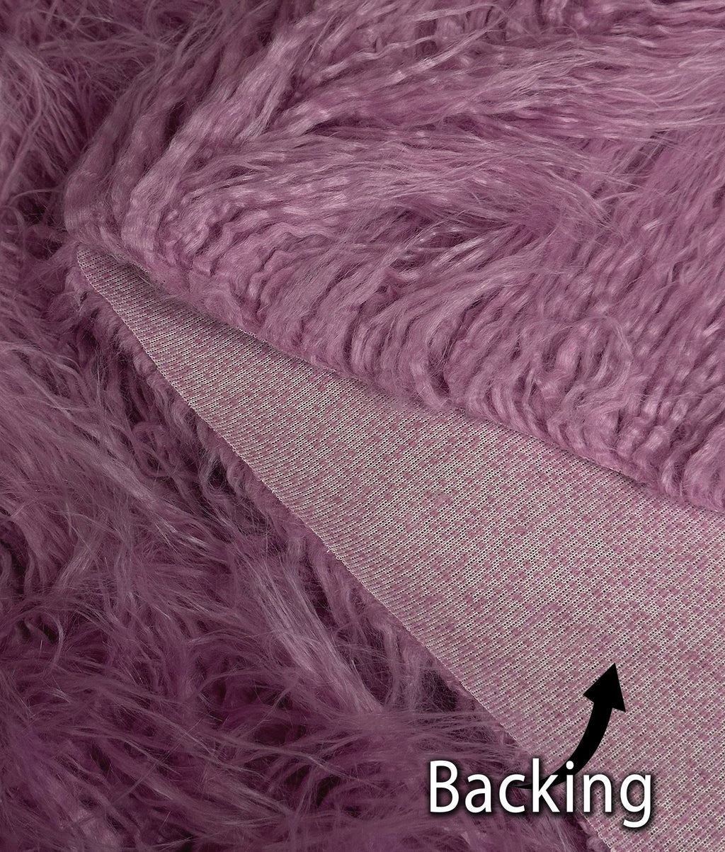 Stylish Faux Fake CURLY Yak FUR 3.5" LONG Pile Japanese Fire Retardant Yarn 2.3oz Per Yard / Craft, Sewing Cosplay 58" Wide Sold by Continuous Yard (Dusty Rose)
