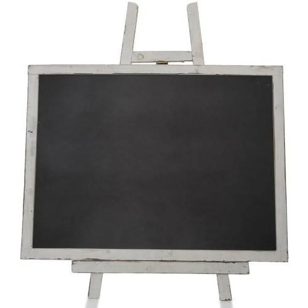 Stylish Wooden Chalkboard With Easel, Worn White