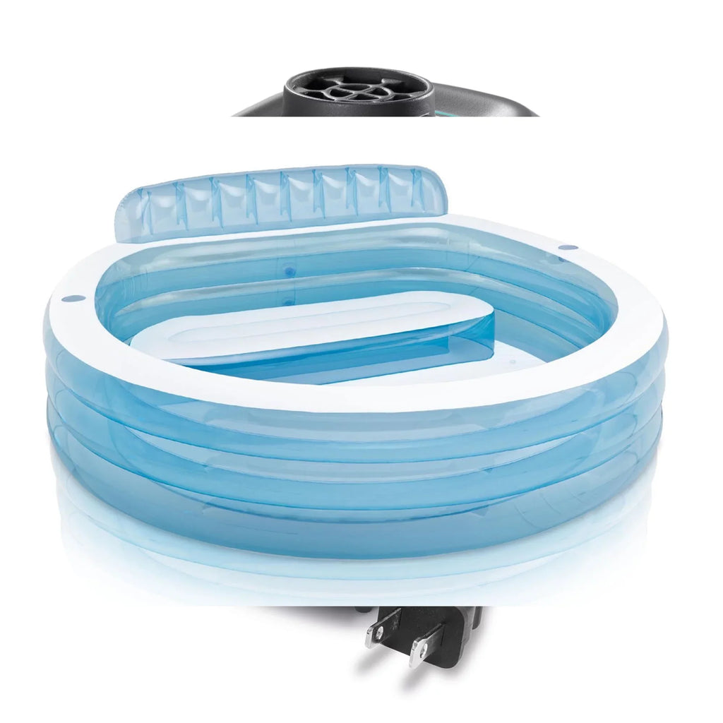 Stylish Intex 7.08'x 30" Family Lounge Pool w/ Built In Bench & 120V Electric Air Pump