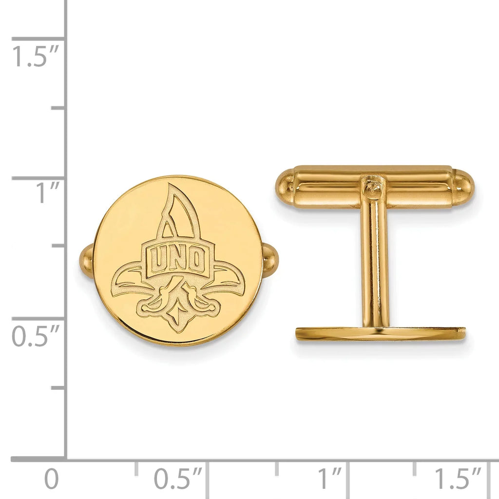 14k Yellow Gold Official Licensed Collegiate University of New Orleans (UNO) Cuff Link
