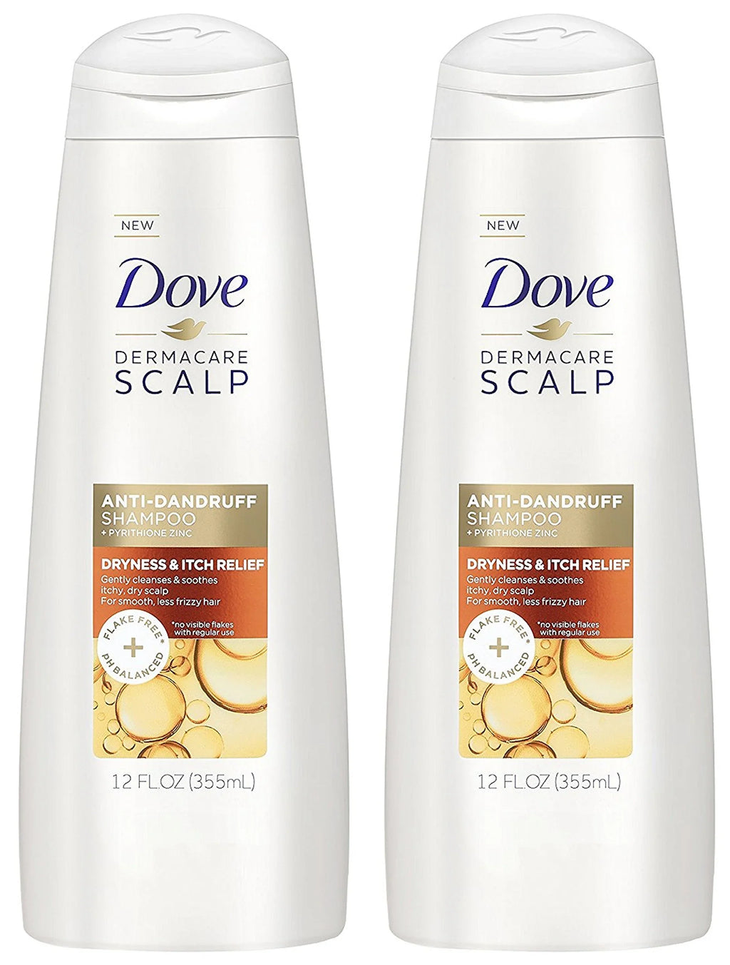 Stylish Dove Dermacare Scalp - Anti-Dandruff Shampoo - Dryness & Itch Relief - 12 Fl Oz (Pack Of 2)