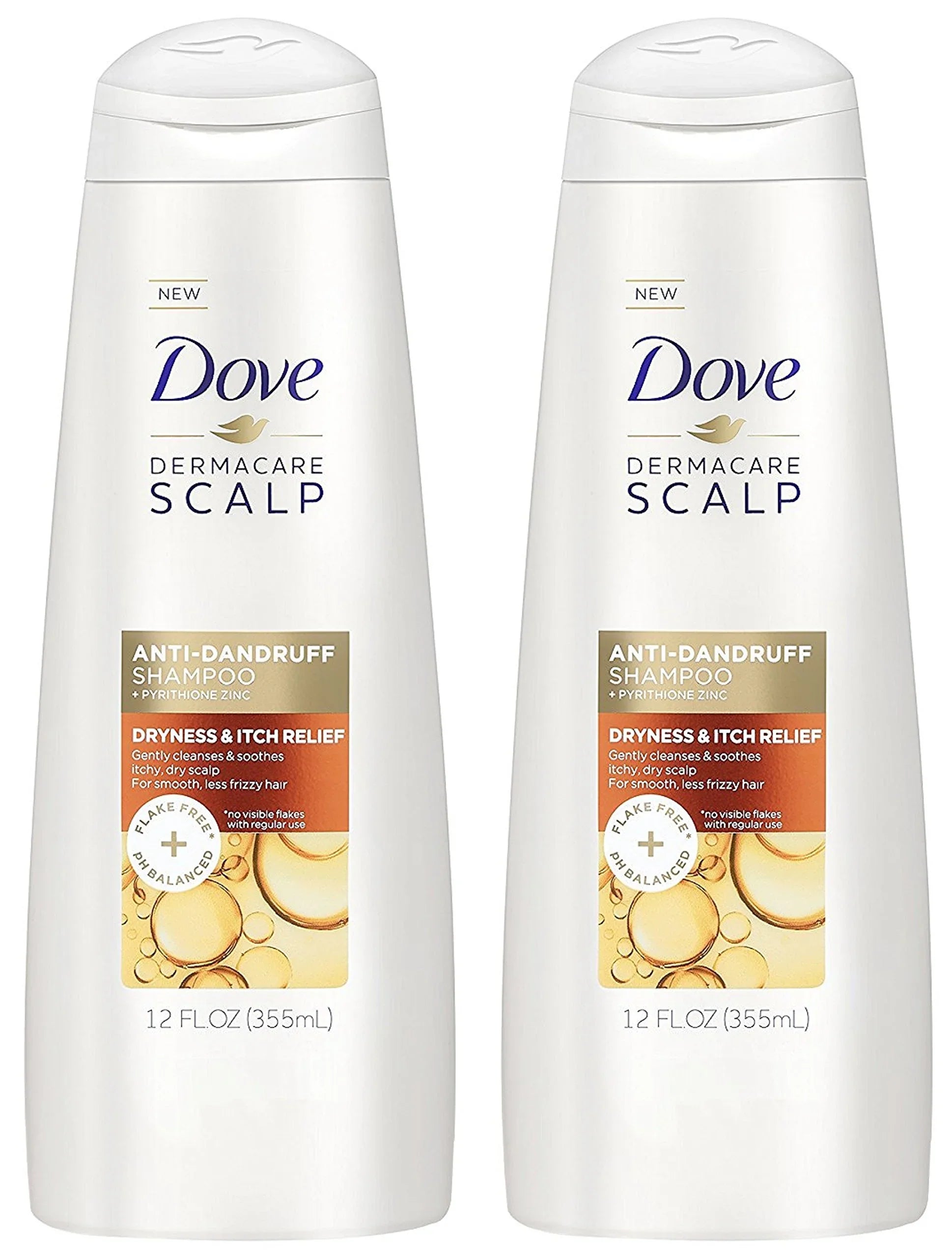 Stylish Dove Dermacare Scalp - Anti-Dandruff Shampoo - Dryness & Itch Relief - 12 Fl Oz (Pack Of 2)