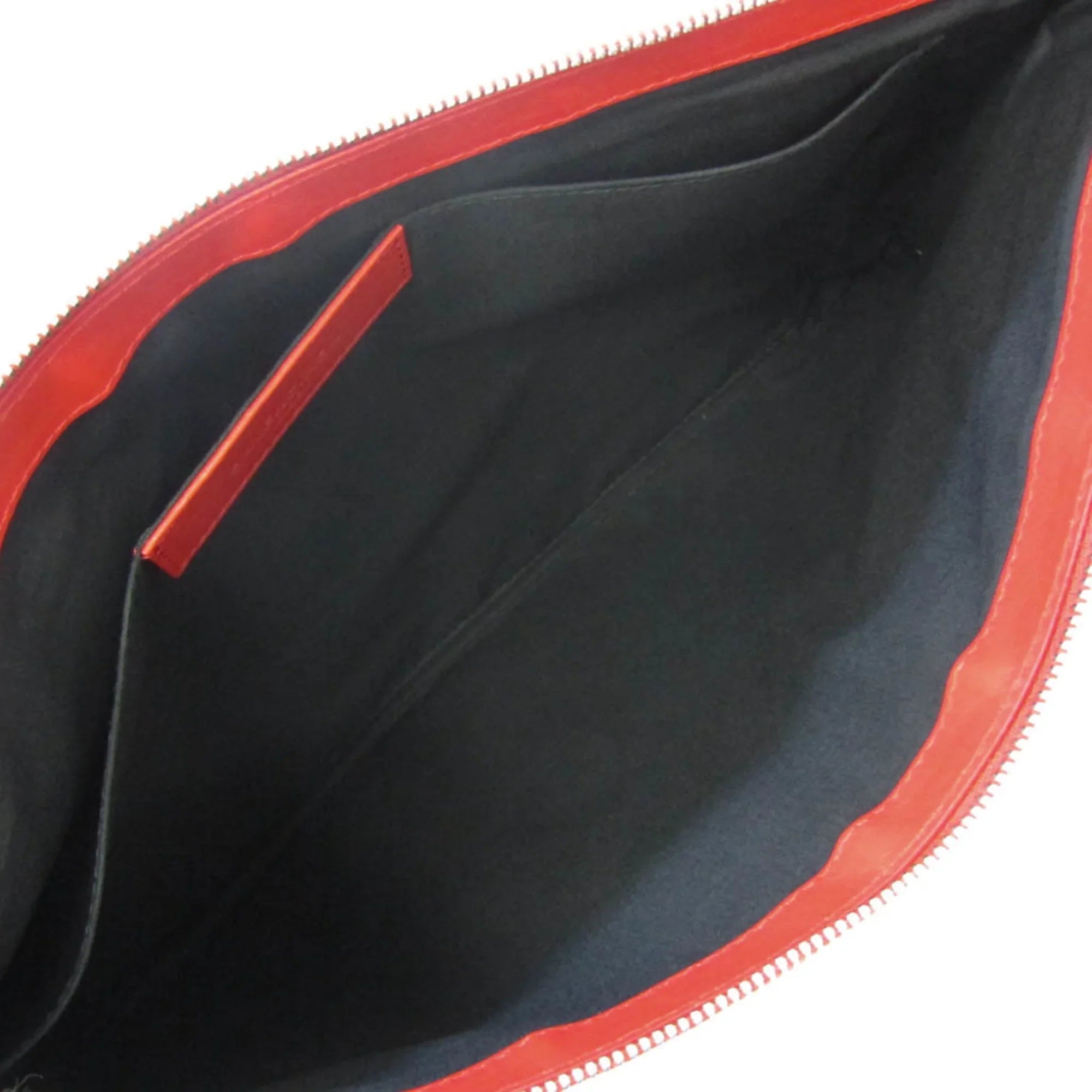Stylish Pre-Owned Balenciaga 373840 Women's Leather,Canvas Clutch Bag,Pouch Beige,Red Color (Good)