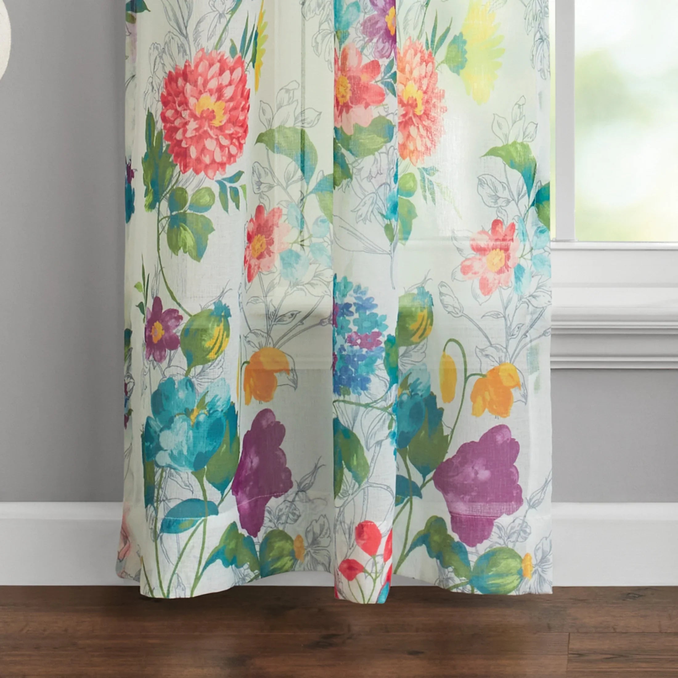 The Pioneer Woman Blooming Bouquet 2 Pack Curtain Panel, Polyester 40x84, Floral, Multi, RodPocket - Exclusive Design