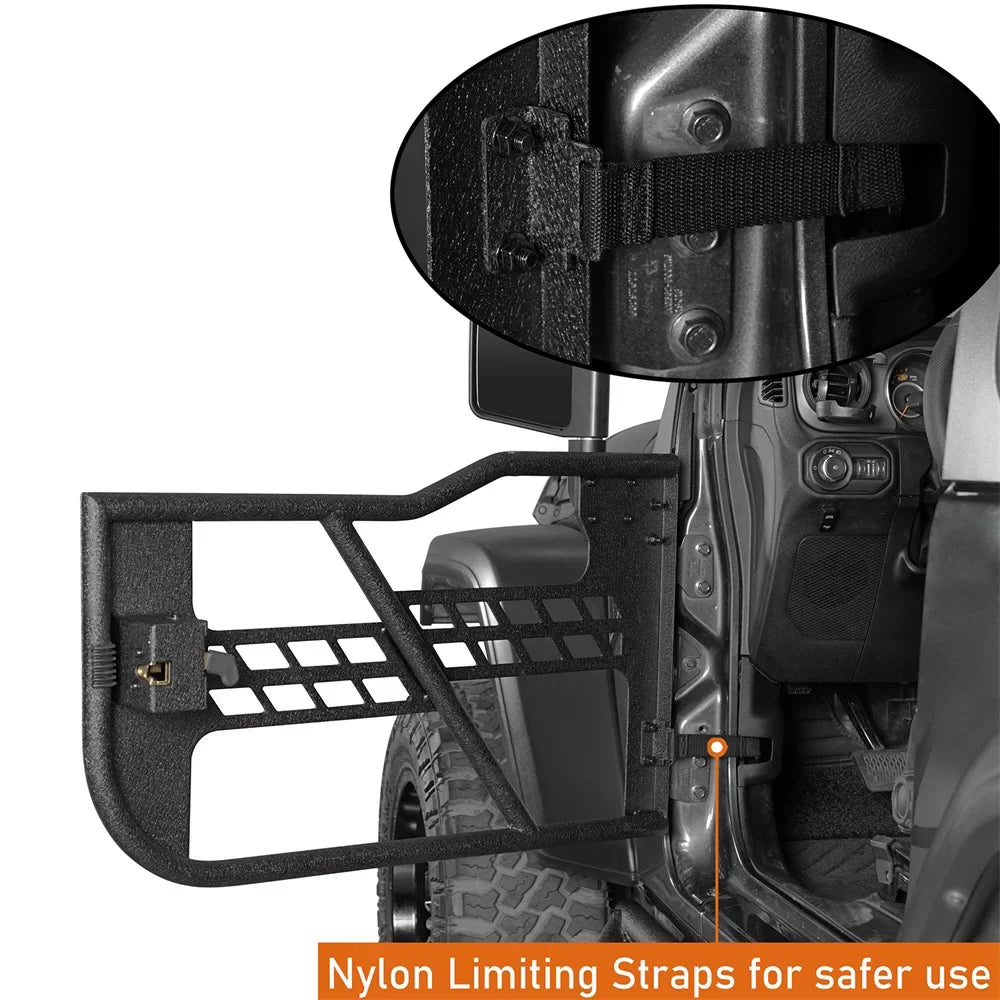 Stylish Hooke Road Fit 2018-2023 Jeep Wrangler JL 2-Door Steel Tubular Half Door Guards Frame Black