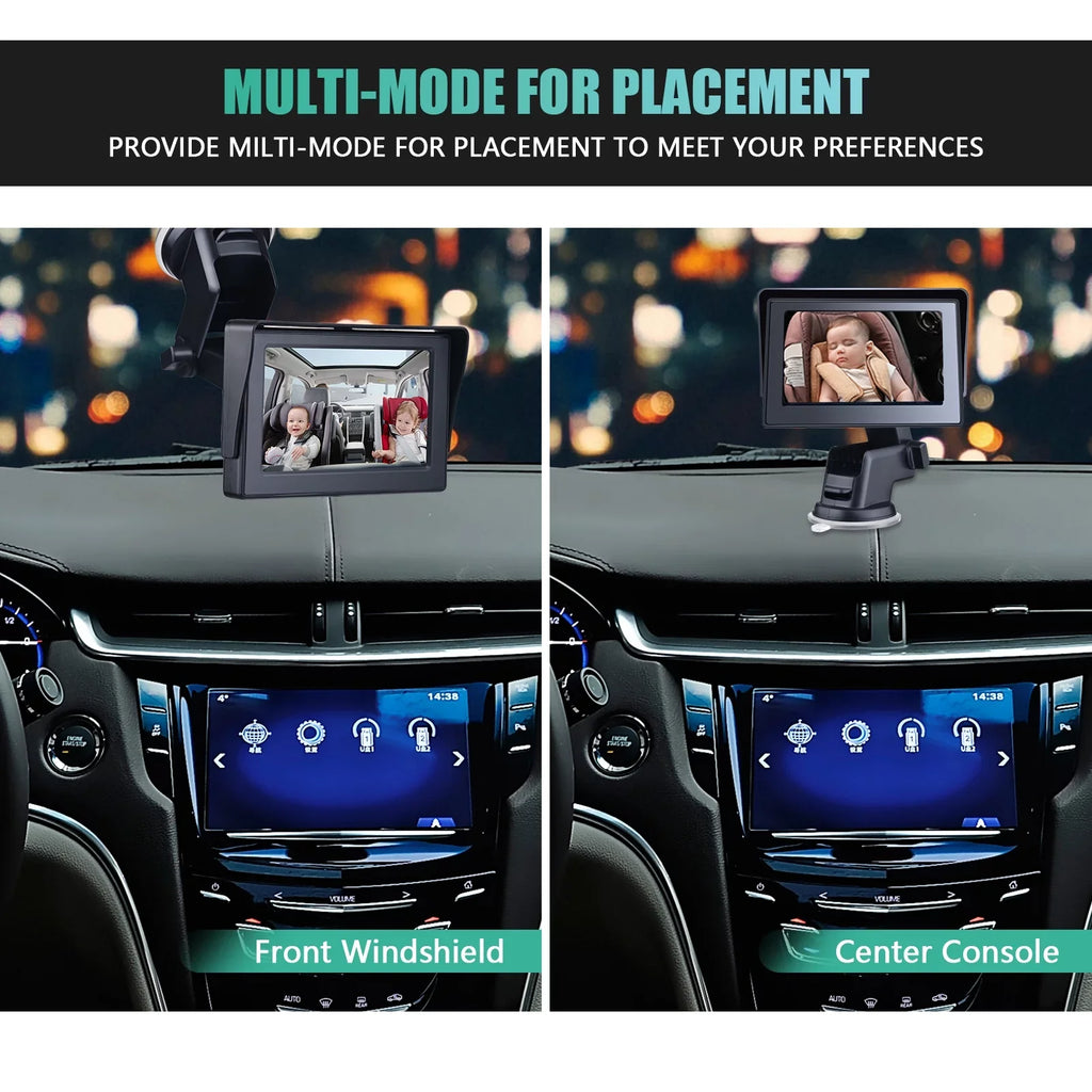 Car Mirror 1080P 4.3 Inch Car Safety Car Seat Mirror Cameras Monitored Mirrors with Wide Crystal Clear View Adjustable Angle Length 5M Long Cable - Exclusive Design