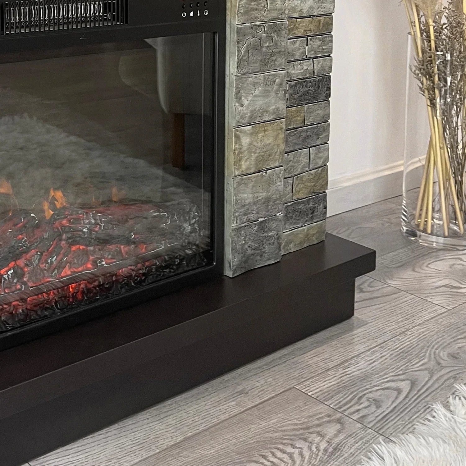 Cloud Mountain 45" Electric Fireplace with Mantel Infrared Freestanding, Gray Stone