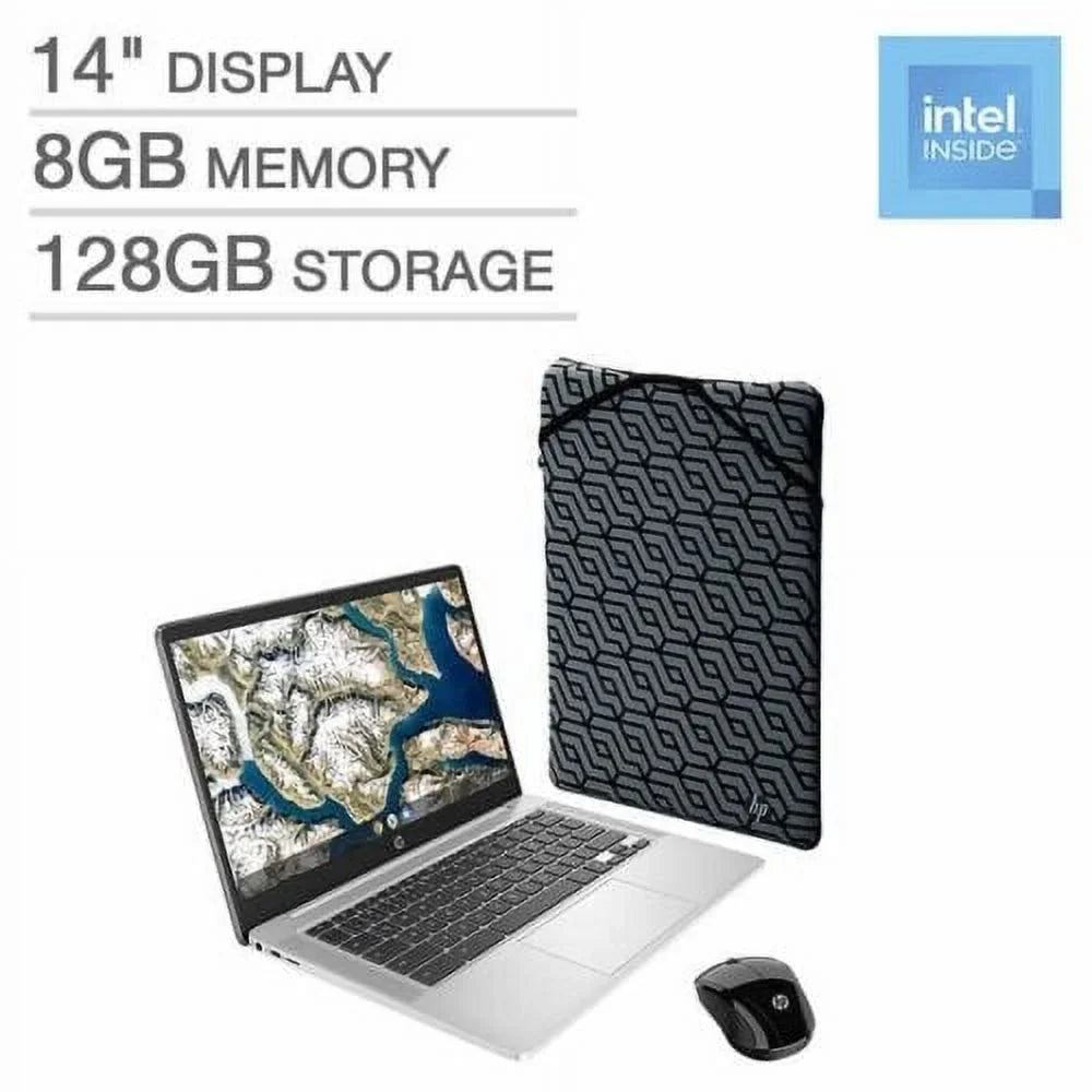 14" Chromebook Laptop Bundle - Celeron - 1080p - Bonus Sleeve & Wireless Mouse Notebook PC - Exclusive Design