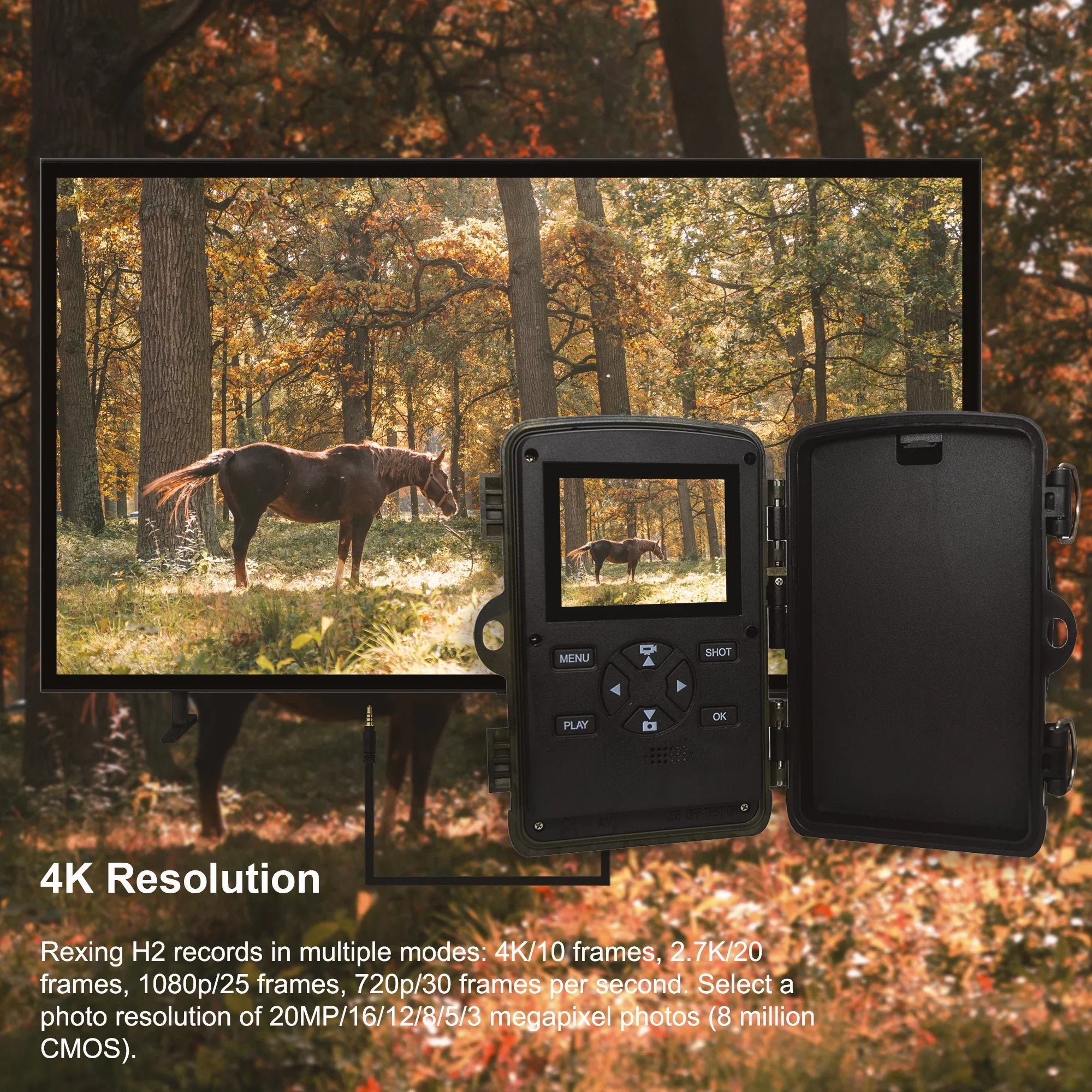 Stylish Rexing H2 20MP 4K Wi-Fi Trail Surveillance Camera for Outdoor, Hunting Cam W/ CMOS Motion Sensor