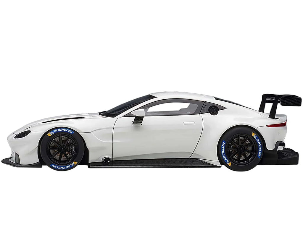 Stylish 2018 Aston Martin Vantage GTE Le Mans PRO White with Carbon Accents 1/18 Model Car by Autoart