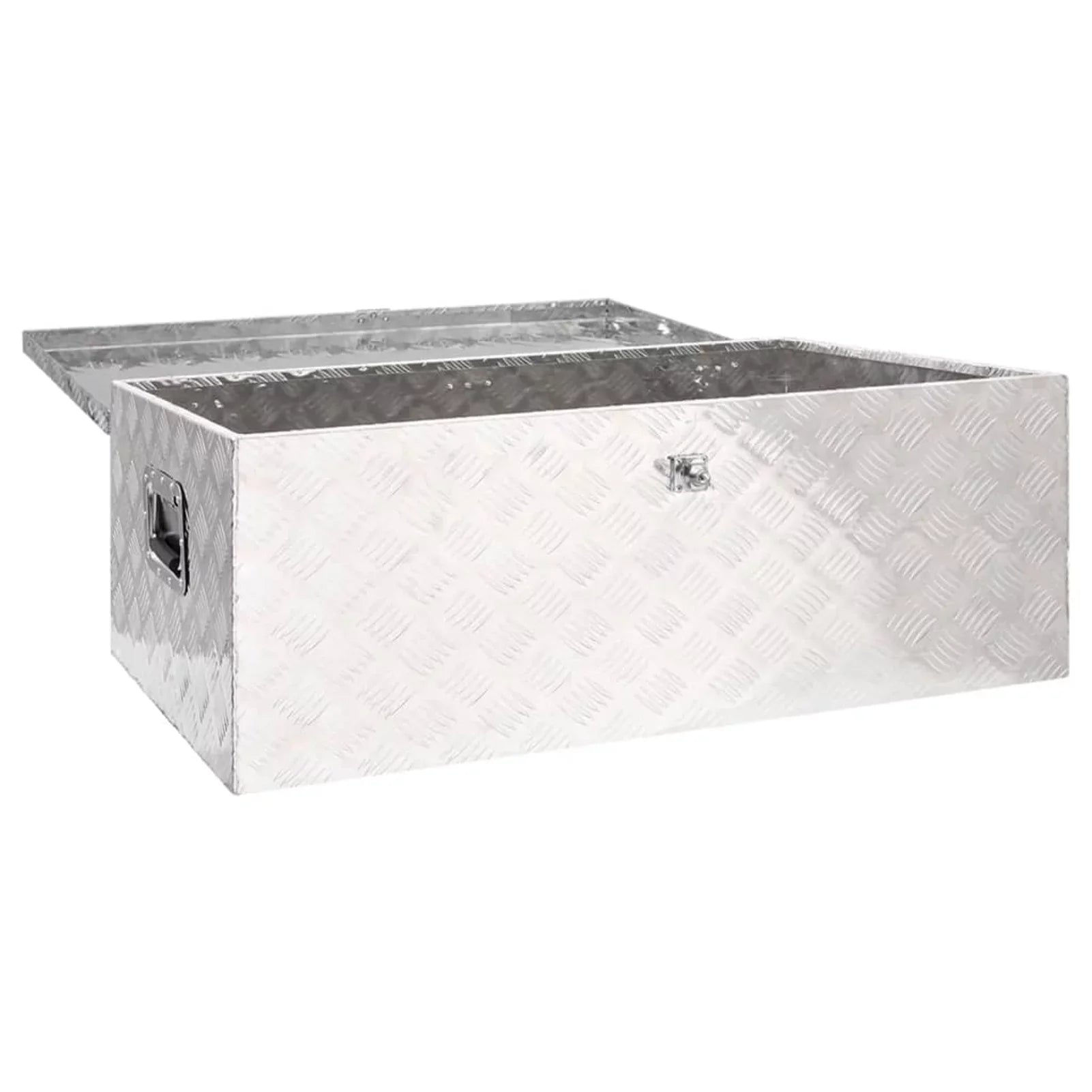 Stylish Anself Aluminum Tool Box Truck Toolbox Lockable Underbody Organizer Storage Case Trailer Box Silver for Vehicle, Garage, Camping Trip 39.4 x 21.7 x 14.6 Inches (L x W x H)