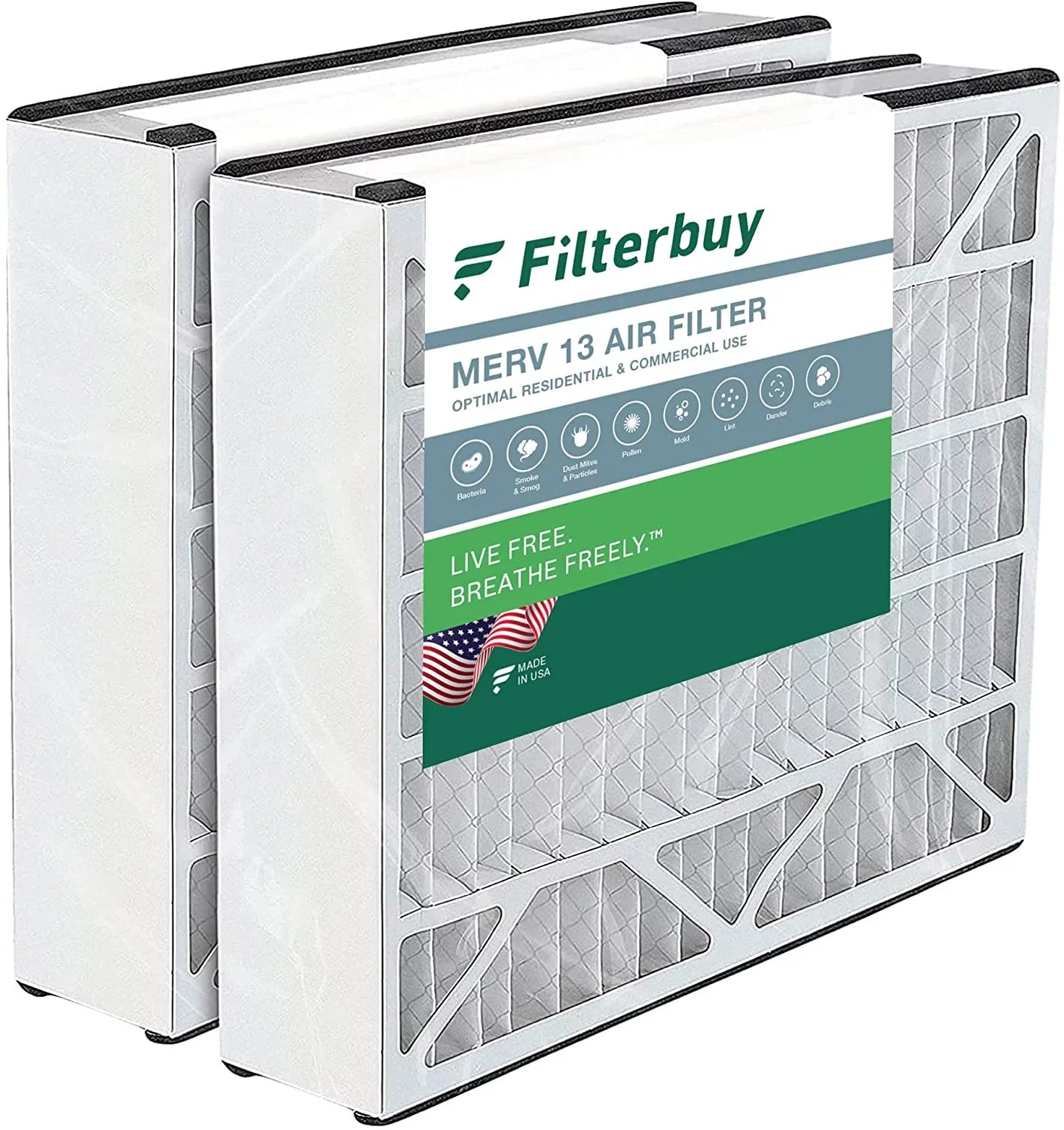 Filterbuy 16x25x5 MERV 13 Pleated HVAC AC Furnace Air Filters for Trion Air Bear 255649-105 (2-Pack) - Exclusive Design