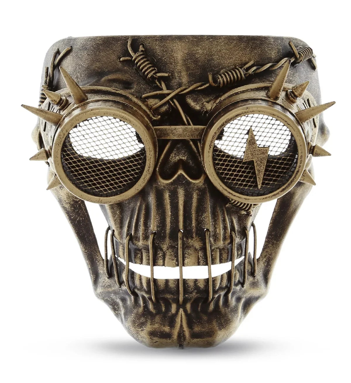 Stylish Attitude Studio Steampunk Wired Skeleton Full Face Mask Goggles Costume - Gold