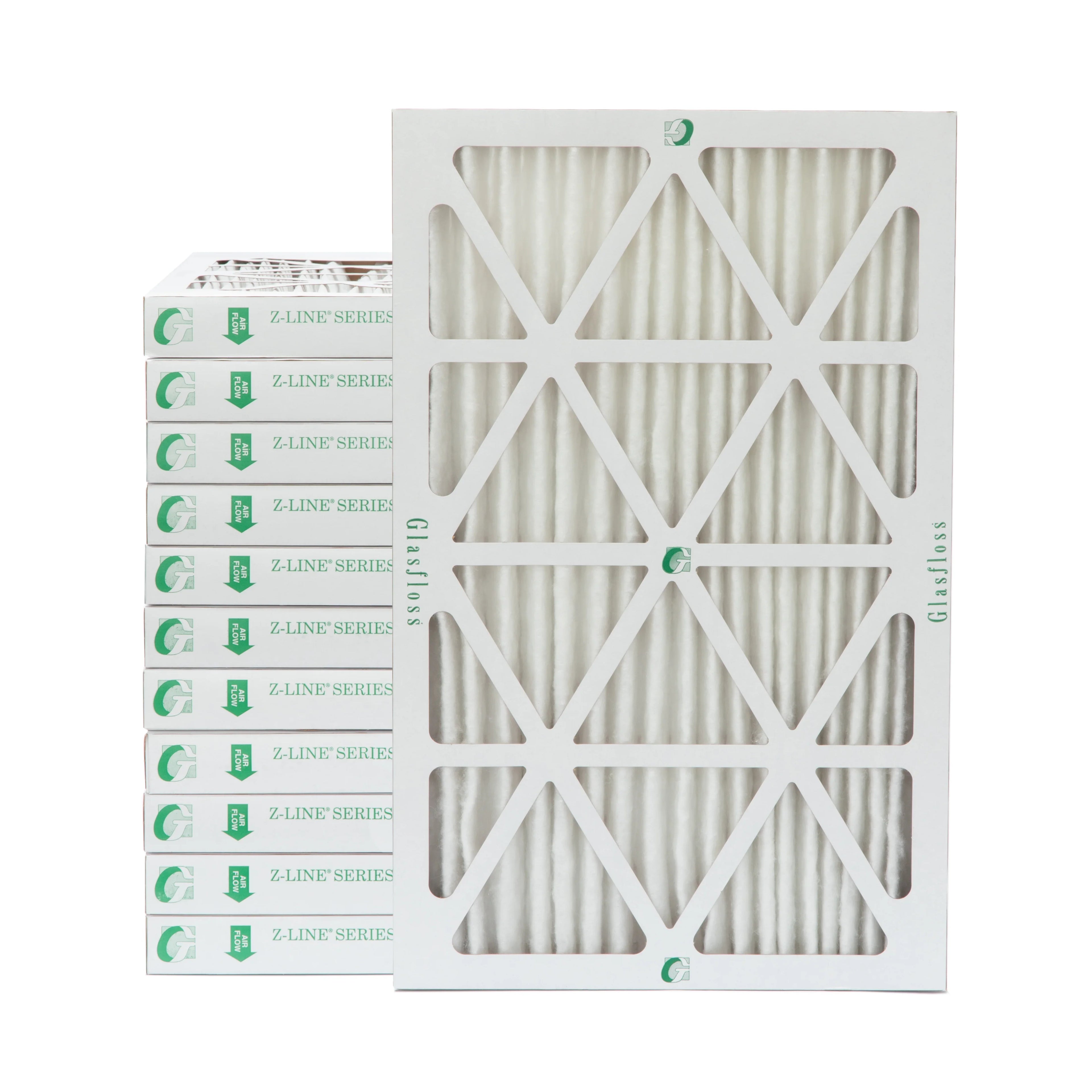 12 Pack of 10x20x2 MERV 10 Pleated 2" Inch Air Filters by Glasfloss. Actual Size: 9-1/2 x 19-1/2 x 1-3/4 - Exclusive Design