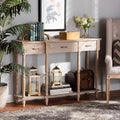 Stylish Baxton Studio Hallan Classic and Traditional French Provincial Rustic Whitewashed Oak Brown Finished Wood 3-Drawer Console Table
